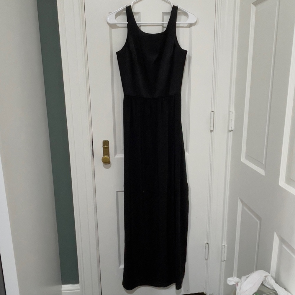 Amanda Uprichard 100% Silk Black Maxi Dress – Size P (XS) Side Slits